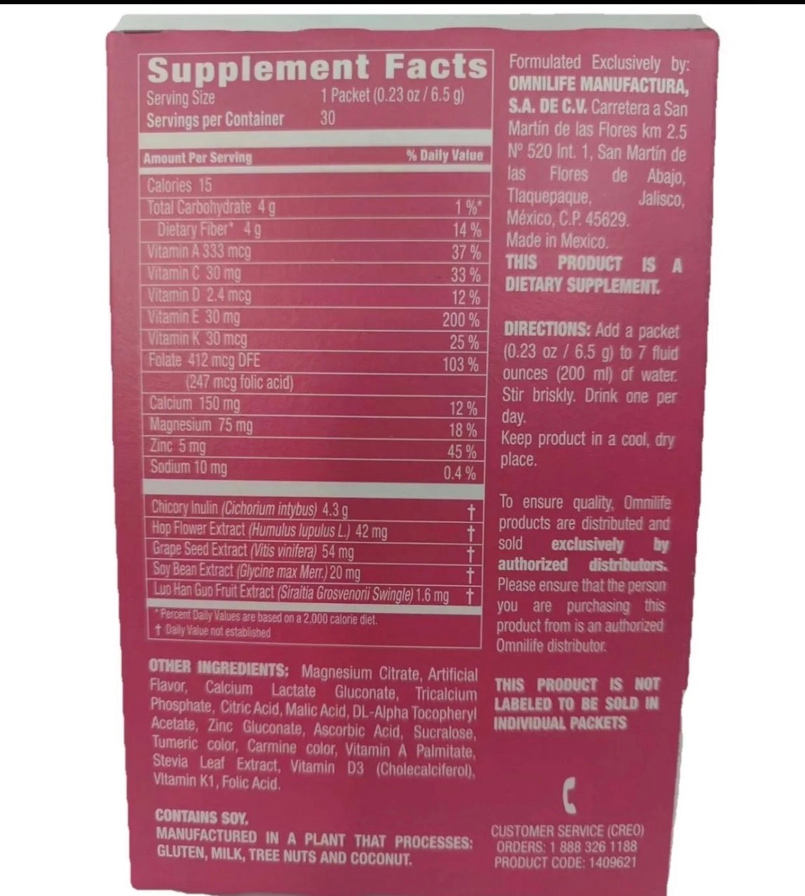 OML Fem | Peach Flavor | Box w/30 sachets