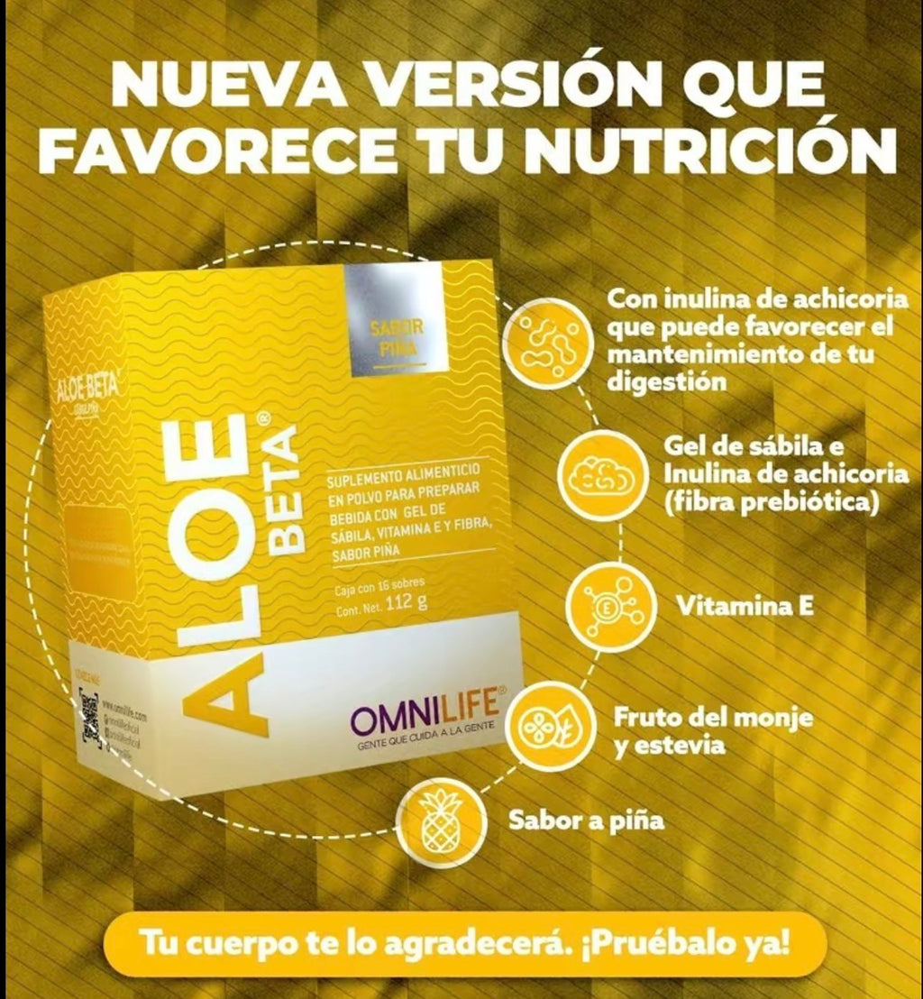 OML Aloe Beta Pineapple Flavored | box with 16 packets | net wt 112g