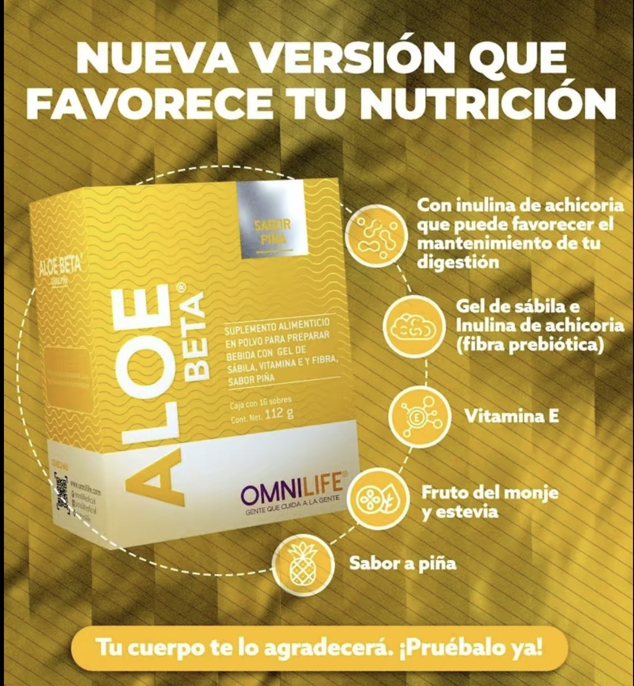 OML Aloe Beta Pineapple Flavored | box with 16 packets | net wt 112g