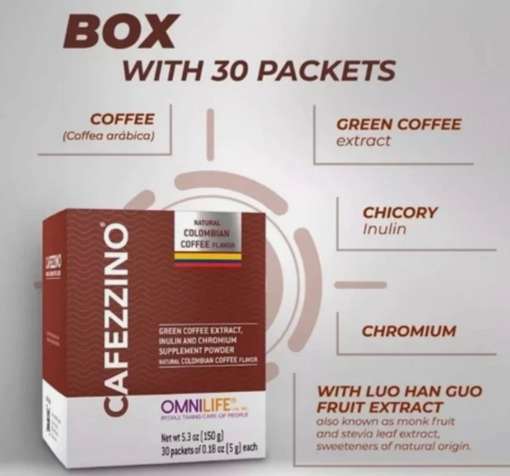 OML CAFEZZINO Coffee | Box With 30 packets of 0.18 oz NATURAL COLOMBIAN Flavor