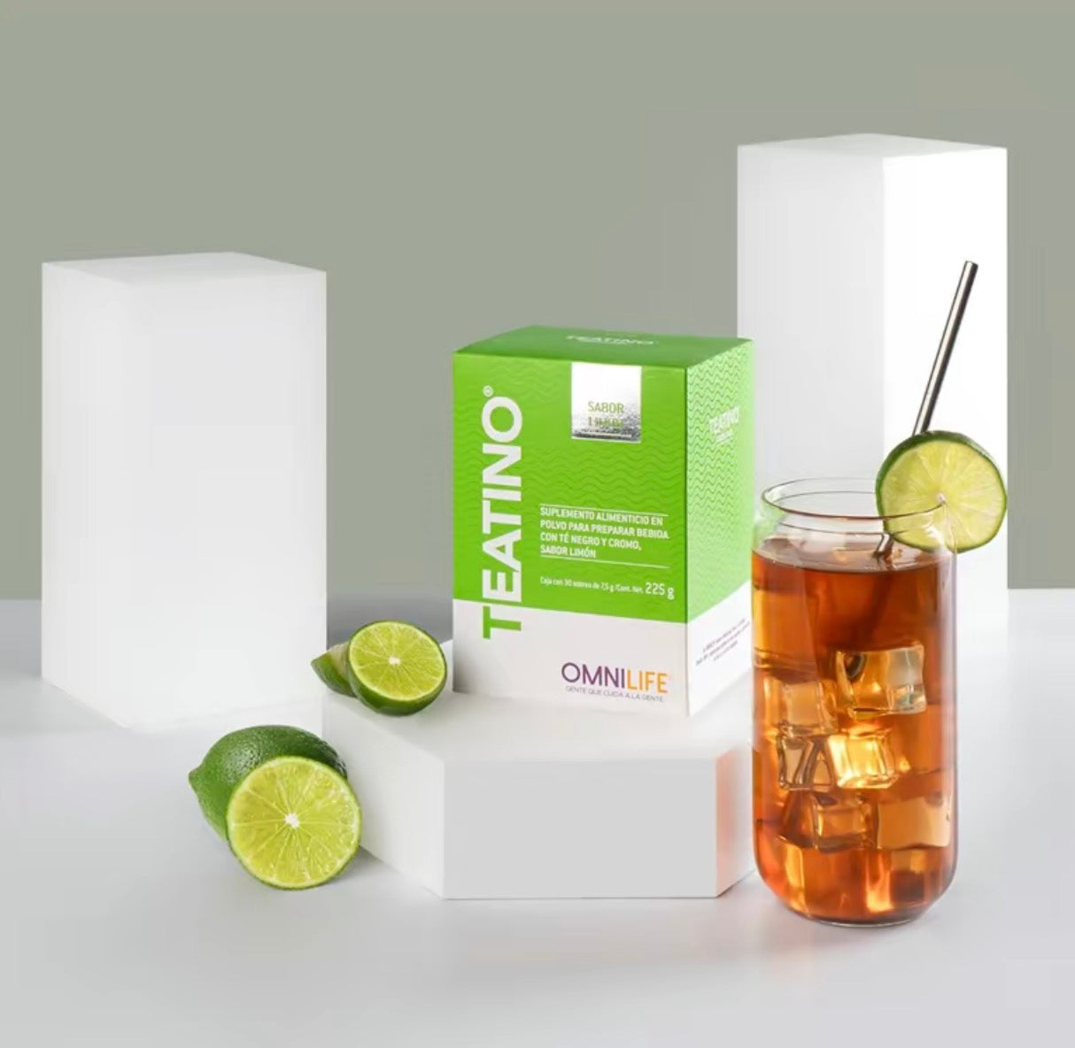 OML Teatino Natural Tea & Lemon Flavor Net Wt 7.9oz 225g | box with 30 packets of 0.26oz 7.5g each