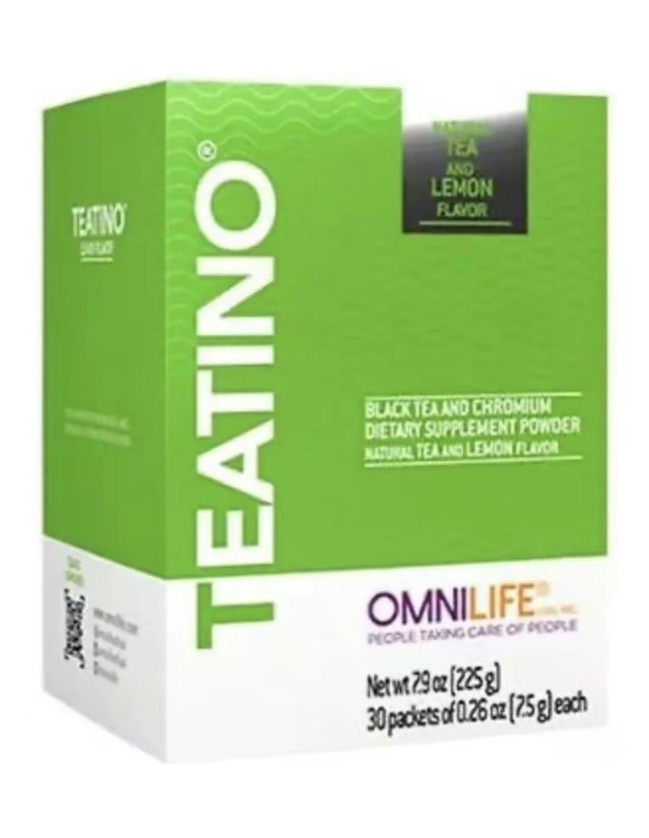 OML Teatino Natural Tea & Lemon Flavor Net Wt 7.9oz 225g | box with 30 packets of 0.26oz 7.5g each